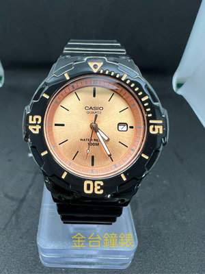 【金台鐘錶】CASIO 卡西歐 潛水風格為概念的(女錶 兒童錶) (黑x玫瑰金) 日期顯示窗 LRW-200H-9E2