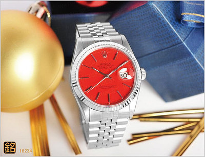 大銘腕錶 二手極新品 勞力士 ROLEX 蠔式 16234 紅面 36MM RX243969
