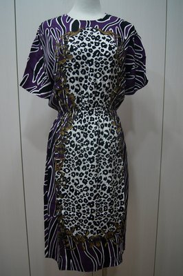 歐洲英國品牌 Mother of Pearl  紫色豹紋短袖絲洋裝   原價  55200   特價  11500