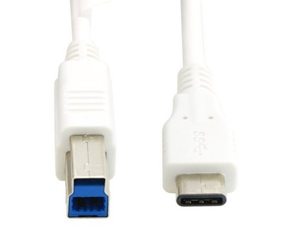 (白色) USB Type C 降轉USB 3.0 B公 (印表機線)轉接線 1米(電壓,傳輸率降為U3)