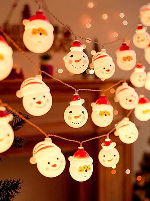 圣誕節裝飾彩燈閃燈串燈氛圍燈房間布置圣誕樹雪人圣誕老人掛件燈半米潮殼直購