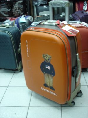 【玩皮豹】熊熊叔叔25吋【360度可加大/寬輪/PU防水】行李箱／旅行箱(橘黃色) 海關鎖
