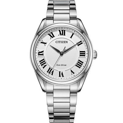 「官方授權」CITIZEN星辰 女 光動能簡約大三針時尚不鏽鋼錶款銀色-(EM0970-53A) 35mm