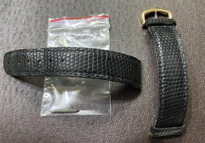 卡蒂亞 Cartier 原廠真品 18mm蜥蜴皮錶帶+原廠金包銀錶扣