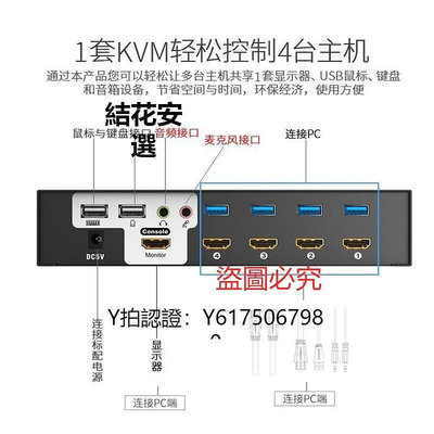 全館免運 切換器勝為HDMI切換器kvm4口四進一出音頻視頻顯示器鍵盤鼠標顯示器u盤主機臺式共享器4進1出電視接口切換轉換器 可開發票