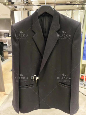 【BLACK A】GIVENCHY 男裝U-Lock 黑色羊毛修身西裝外套 銀色鎖扣 價格私訊