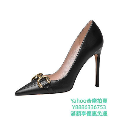 高跟鞋Lily Wei高跟鞋年新款黑色細跟尖頭10公分大碼女鞋41一43職業
