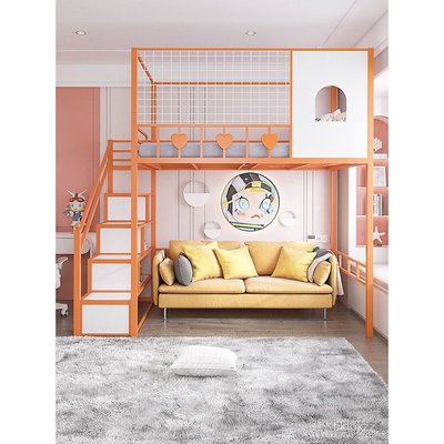 高架床loft閣樓公寓床復式二樓鐵藝床兒童省空間上床下桌多功能