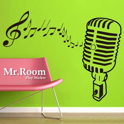 ☆ Mr.Room 空間先生創意 壁貼 復古麥克風 (MS020) 五線譜 室內設計 高品質 時尚 音樂 窗貼