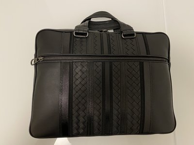 [ 義 品 苑 ] 全新真品 BOTTEGA VENETA 少見款 編織 羊皮 黑色 公事包 背帶 BV 刷卡分期零利