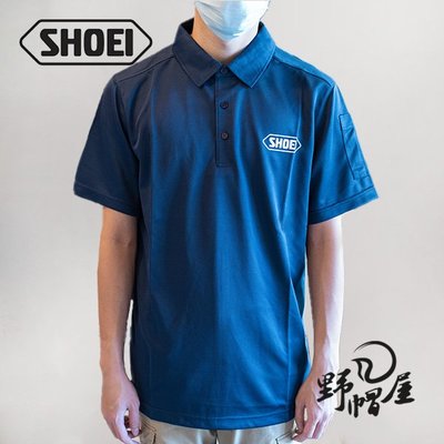 《野帽屋》SHOEI Polo-shirt Logo T-shirt 吸濕 排汗 涼感 POLO衫。藍