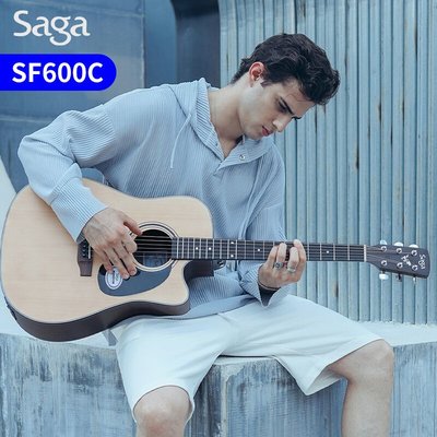 吉他 萨伽SAGA sf600民谣吉他初学新手入门40/41寸学生男女木吉他~定價[購買請咨詢]