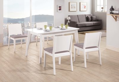 【宏興HOME BRISK】文森白色餐椅(灰亞麻紋皮)，《XU新品22》