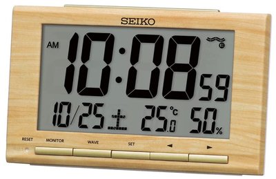 14483A 日本進口 限量品 正品 SEIKO日曆座鐘桌鐘鬧鐘 木紋框溫溼度計時鐘LED電子鐘電波時鐘