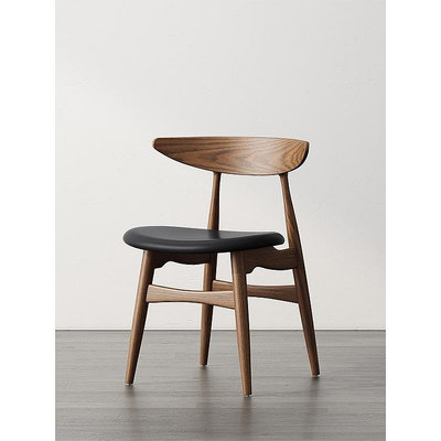 北歐實木餐椅家用靠背小戶型真皮布藝現代簡約咖啡客餐廳漢森椅子雅雅百貨館-