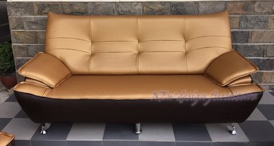 【N D Furniture】台南在地家具-MIT*高後背*牛角雙色編織紋造型雙三人座乳膠皮沙發