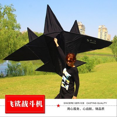 【熱賣精選】濰坊新款飛鯊戰斗機 風箏  微風黑飛機成人兒童易飛風箏*特價