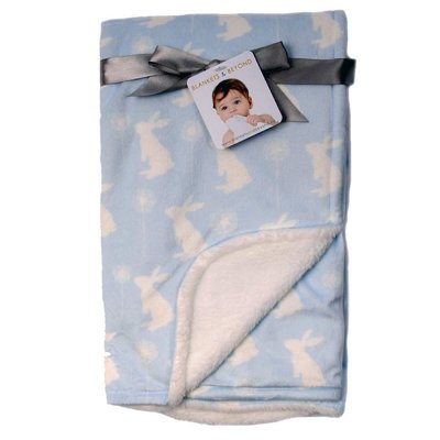 降價囉~~全新加拿大品牌Blankets & Beyond 蒲公英白兔藍底嬰兒毯 彌月禮