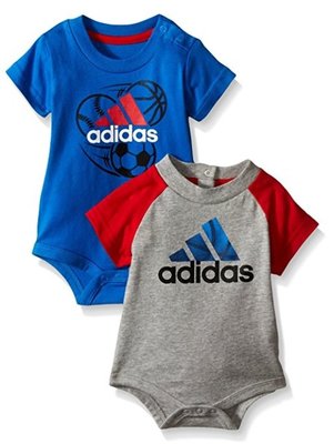 預購 美國熱賣運動品牌 ADIDAS 愛迪達 寶寶 新生兒 短袖棉質連身衣 童裝 運動服 包屁衣組合