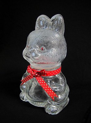 老玻璃罐子收納罐糖果罐咖啡罐糖罐鹽罐兔子兔寶寶玩具模型玻璃藝術品懷舊童玩擺飾品【心生活美學】