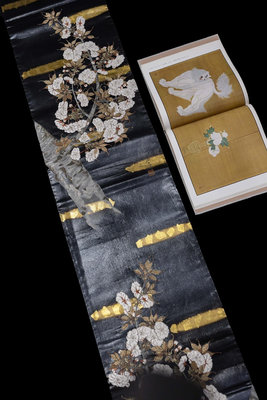 珍珠箔，櫻花樹。淺山織物。日本西陣織袋帶，六通太鼓柄。全新未