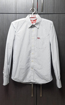 近全新正品Superdry極度乾燥條紋純棉長袖襯衫L