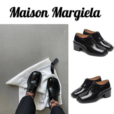 Maison Magiela/馬吉拉 23新款Tabi系帶分趾鞋女士粗跟皮鞋德比鞋