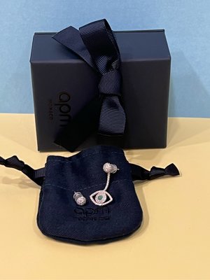 甜心園-apm MONACO ETE系列晶鑽鑲飾幸運眼設計不對稱純銀耳環
