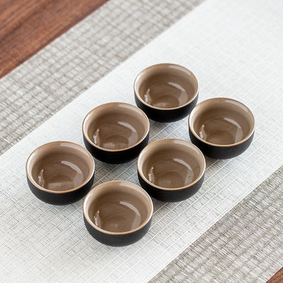 批發 快速出貨 J陶瓷小茶杯茶盞茶碗功夫茶具家用簡約單個品茗杯黑陶主人杯茶杯B