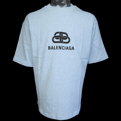 巴黎世家Balenciaga藍色LOGO印花短袖T恤