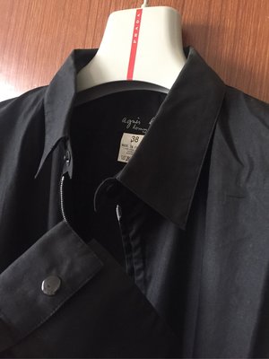法式簡約時尚 agnes b homme Paris 經典拉鍊襯衫式外套 黑 MADE IN FRANCE