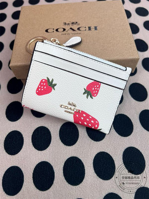 空姐精品代購 美國直郵 COACH CH541 蔻馳熱賣新款 可愛草莓 水果圖案 信用卡夾 鑰匙圈 零錢包 卡包 禮盒包裝 附購證