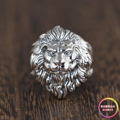 S925銀復古泰銀工藝銀戒指批發跨境銷售開口男款獅子頭指環