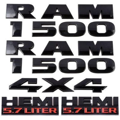 現貨熱銷-適用新款道奇 RAM1500 HEMI 5.7liter 車標 排量標 改裝貼標4件套爆款