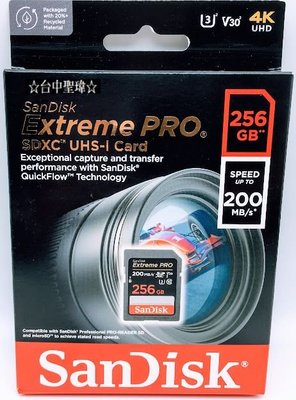SanDisk Extreme Pro SDXC 256GB 記憶卡 SD 256G UHS-I U3 V30 200MB/s 公司貨 SDSDXXD
