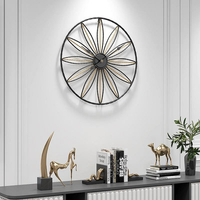 時鐘 亞馬遜新款北歐靜音鐘錶 客廳時尚創意掛鐘 鐵藝簡約時鐘