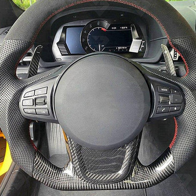 適用豐田 牛魔王SUPRA A90改裝碳纖維內飾中控方向盤罩儀表罩按鈕---請議價