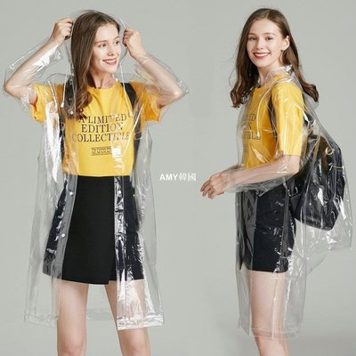 AMY韓國~防暴雨大雨2022時尚EVA透明個性雨衣學生雨披背書包雨披自行車②