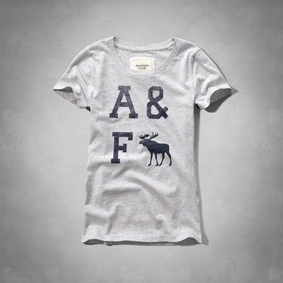 【A & F】CLASSIC LOGO GRAPHIC TEE麋鹿Logo短T---現貨S