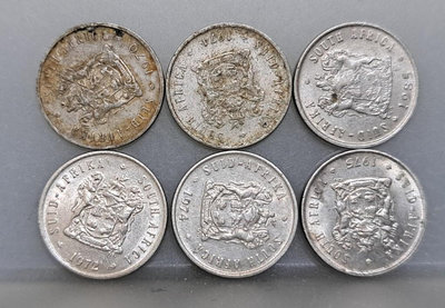 幣382 南非1970.72.74.75.85年5分硬幣 共6枚