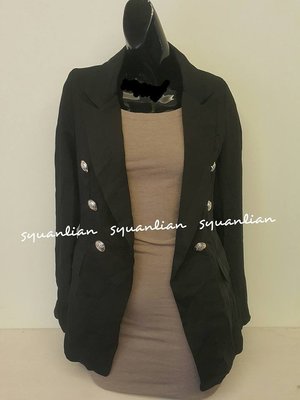 ♥In style♥ⓚⓞⓡⓔⓐ雙排釦手袖豹紋西裝外套♥(黑色.灰藕色)