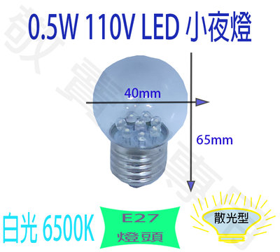 【敬】0.5W E27 110V 燈泡 LED 白光 省電 球泡 神明燈 小夜燈 廟 臥室 房間 走道 梯間 廚房 特