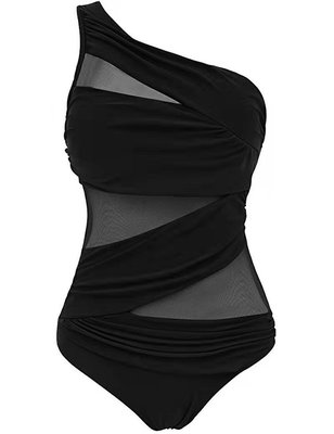 現貨熱銷-2021年新款加肥加大泳裝歐美連體比基尼泳衣女士嘻嘻網品點