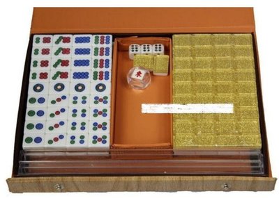 【熱賣精選】豪華金色(MINI) 旅行水晶麻將牌迷你麻將23MM 送U型尺小麻將