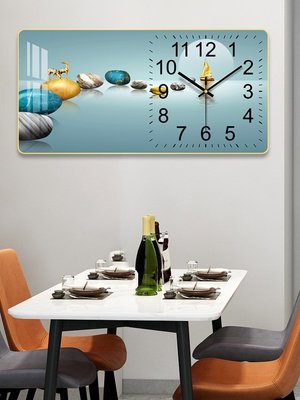 【熱賣下殺】長方形鐘表掛鐘客廳裝飾石英鐘家用時尚輕奢創意餐廳背景時鐘掛墻
