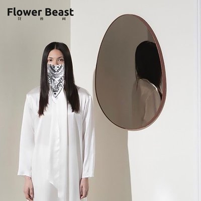 Flower Beast/花獸間 鏡子北歐裝飾鏡壁掛簡約蛋圓異形ins化妝鏡-雙喜生活館