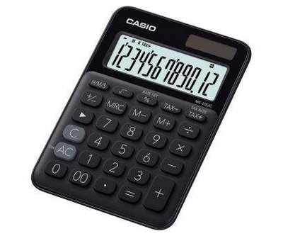 【威哥本舖】Casio台灣原廠公司貨 MS-20UC-BK 迷你桌上型12位元計算機 商用計算機 稅金計算 時間計算