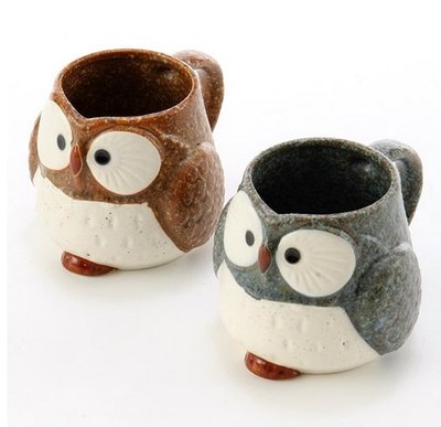日本製 貓頭鷹陶瓷馬克杯 250ml 美濃燒 茶杯 水杯 杯子＊小容容＊