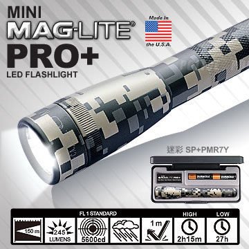 【LED Lifeway】MINI MagLite PRO+ 245流明 LED手電筒(迷彩禮盒裝) #SP+PMR7