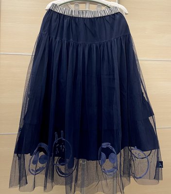 斷貨夯款它好美💖全新 a la sha 深藍色M號搖擺泡泡網布拼接造型長裙 有型時尚好百搭